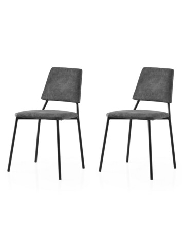 Set scaune 2 piese, Nmobb, Lıma, Negru / Antracit