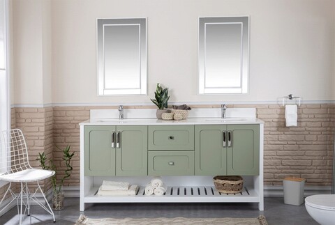 Set mobilier de baie (3 piese), Jussara, Yampa 72, Verde Jussara