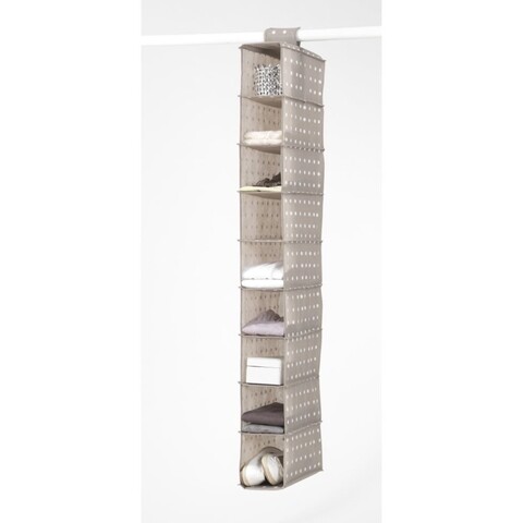 Organizator pentru dulap rivoli, compactor, 9 rafturi, 30 x 15 x 128 cm, polipropilena, bej