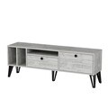 Comoda TV, Coraline, Aris, 150x53x35 cm, PAL, Gri/Alb