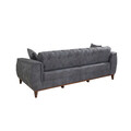 Canapea extensibila cu 3 locuri, Unique Design, 867UNQ1529, Lemn de carpen, Albastru