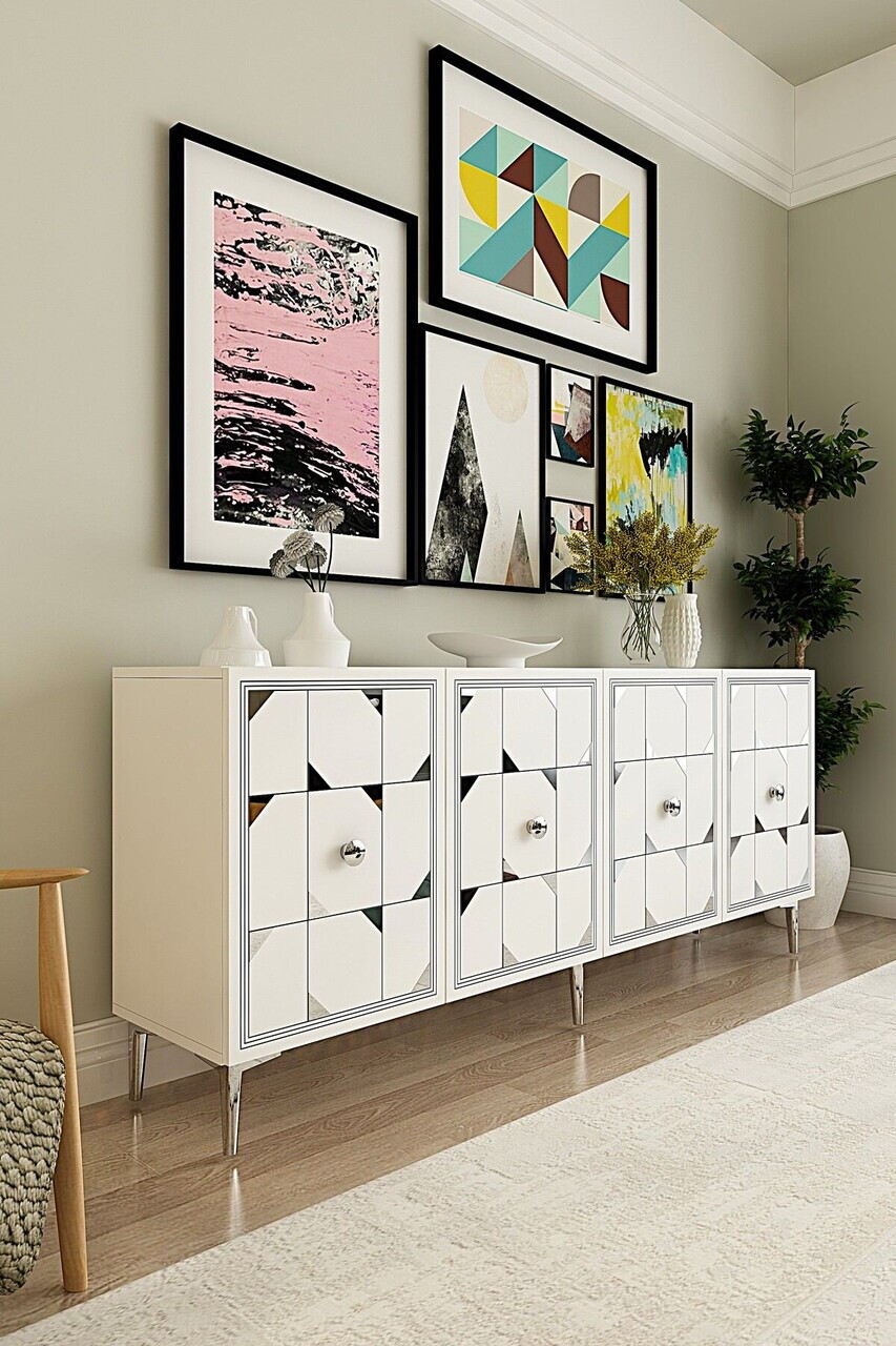 Consola, Hanah Home, Moka 180, 180x75x32 cm, Alb / Argintiu — imaginea 2