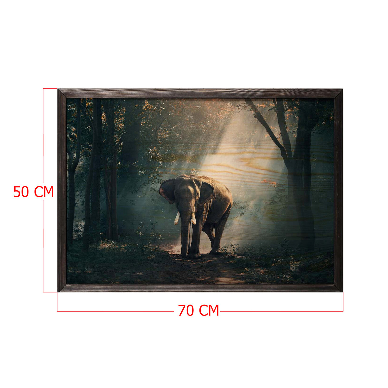 Tablou decorativ, Alone Elephant XL, Lemn, Lemn, Multicolor