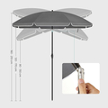 Umbrela pentru terasa, gradina, plaja, Songmics, D160 cm,  protectie solara UPF 50+, gri
