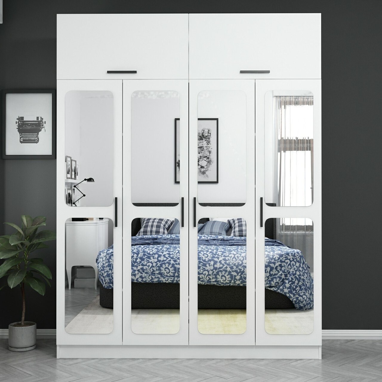 Dulap pentru haine, Minerva, Kale, 180x255x52 cm, PAL, Alb - 1 | YEO