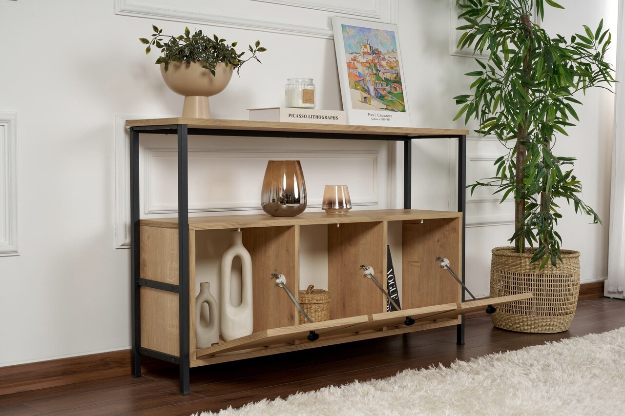 Consola, Hanah Home, Solace, PAL, Stejar / Negru - view 3