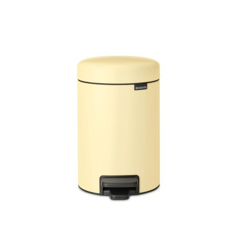 Cos de gunoi cu pedala, Brabantia, NewIcon Mellow Yellow, 3 L, 23.5x16.8x26.4 cm, otel, galben pastel