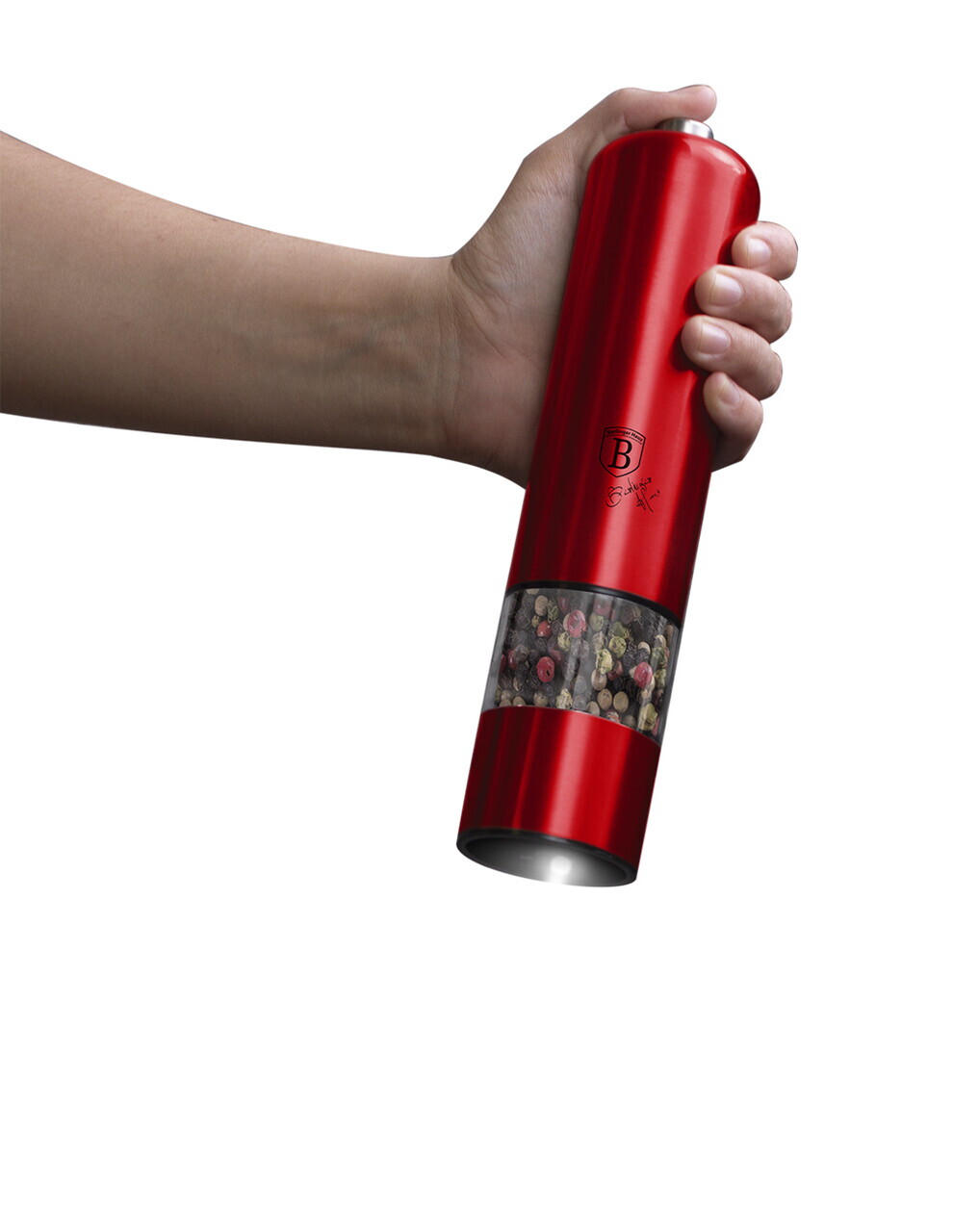 Set 2 rasnite electrice pentru sare/piper Berlinger Haus, Burgundy, inox/ceramica, rosu - imagine 4