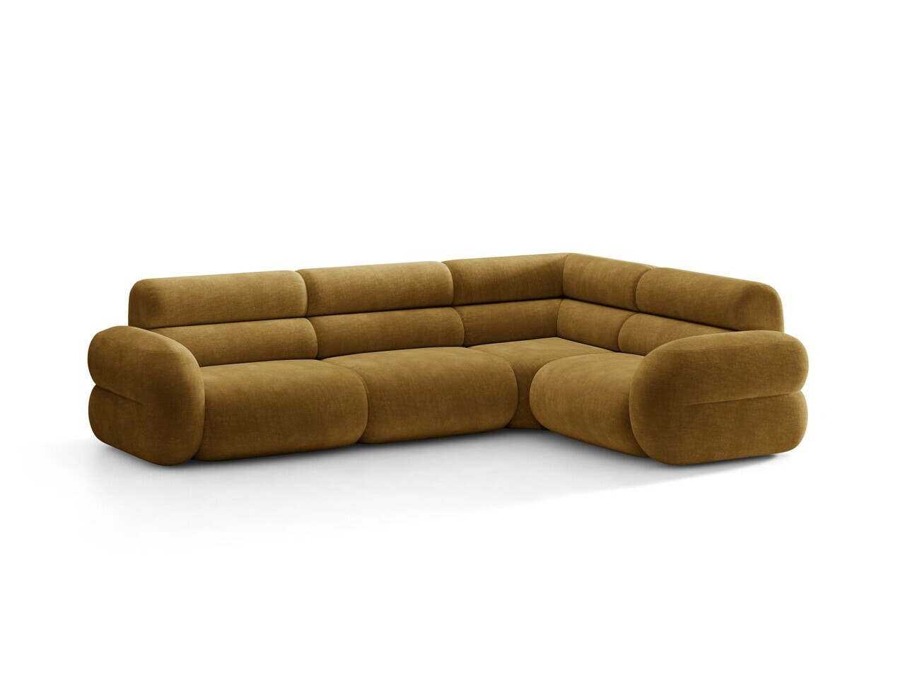 Coltar dreapta 5 locuri, Neo, Micadoni Home, 295x210x83 cm, tesatura Chenille, galben mustar — imaginea 6