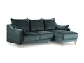 Coltar extensibil reversibil, Pansy, Mazzini Sofas, 4 locuri, cu lada de depozitare, 220x150x90 cm, catifea, albastru petrol