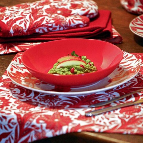 Serviciu de masa, 18 piese, Tognana, Madison Red Ornament, portelan/ceramica, multicolor