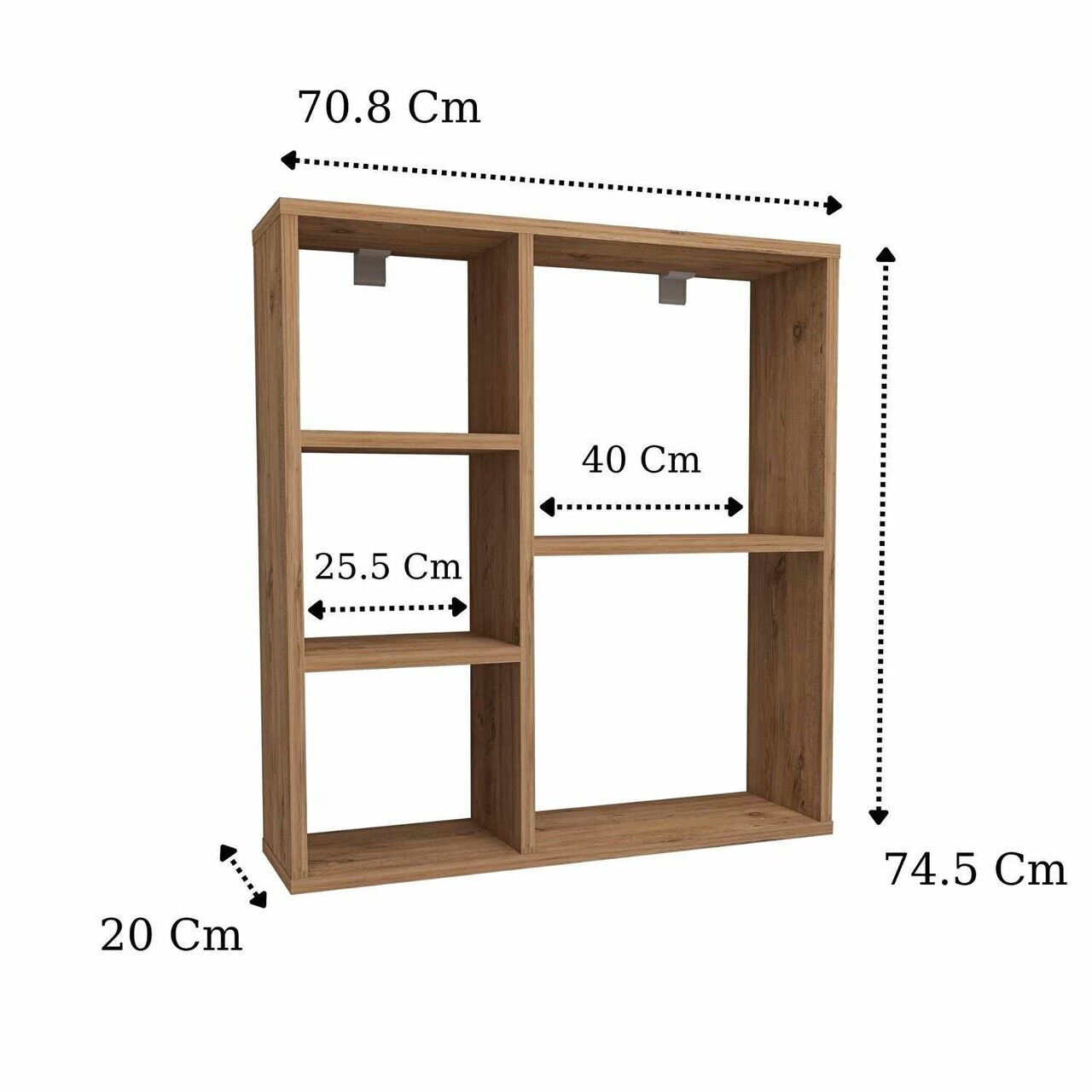 Raft de perete, Hanah Home, Myra, 70.8x74.5x20 cm, Maro — imaginea 5