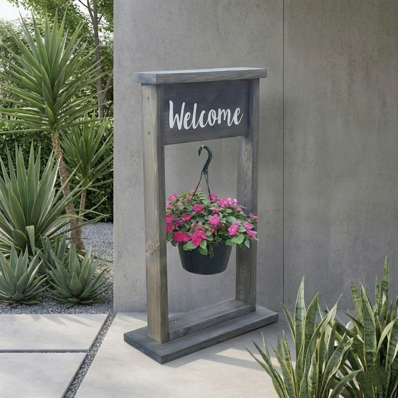 Ghiveci decorativ de grădină, Huhu657, 55x100 cm, Gri patinat