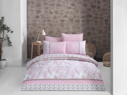Lenjerie de pat dubla Zolan, Majoli Home Collection, 4 piese, 200x220 cm, 100% bumbac ranforce, multicolor