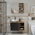 Set Dulap de Baie cu Chiuvetă și Oglindă (2 Piese), Hanah Home, 2472, MDF, Pin Atlantic / Antracit