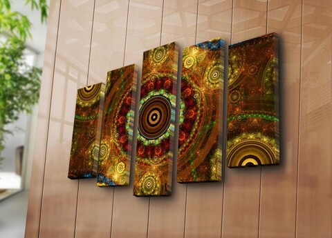 Set 5 tablouri decorative, 5PATK-248, Canvas, 19 x 70 cm, Multicolor Canvart