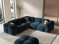 Coltar simetric 4 locuri, Loretto, Cosmopolitan Design, 250x250x68 cm, catifea, albastru petrol inchis