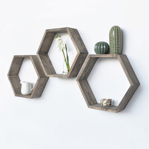 Raft de perete, evila originals, hex001, 40x40x10 cm, nuc