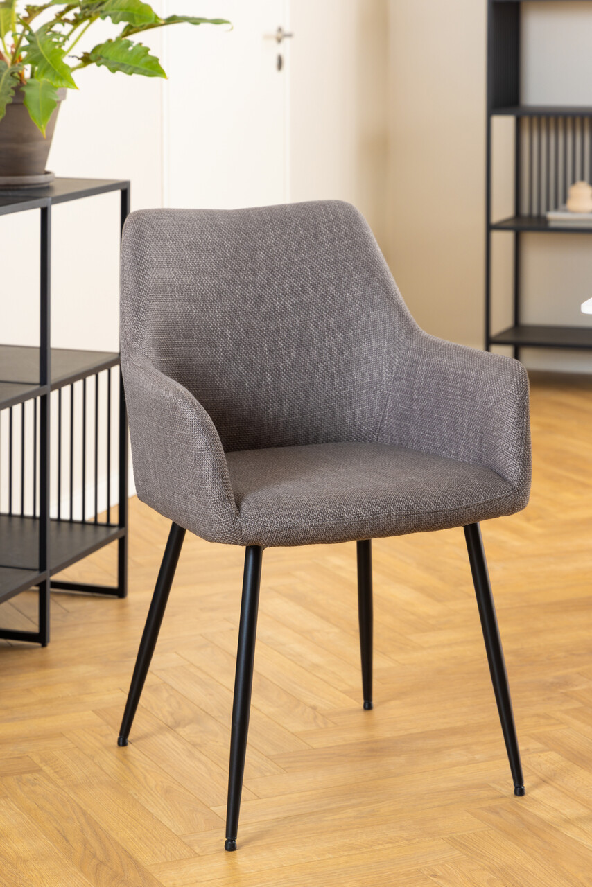 Scaun Lizzy, Actona, 59x59x85 cm, tesatura structurata/otel, gri maro deschis - view 5