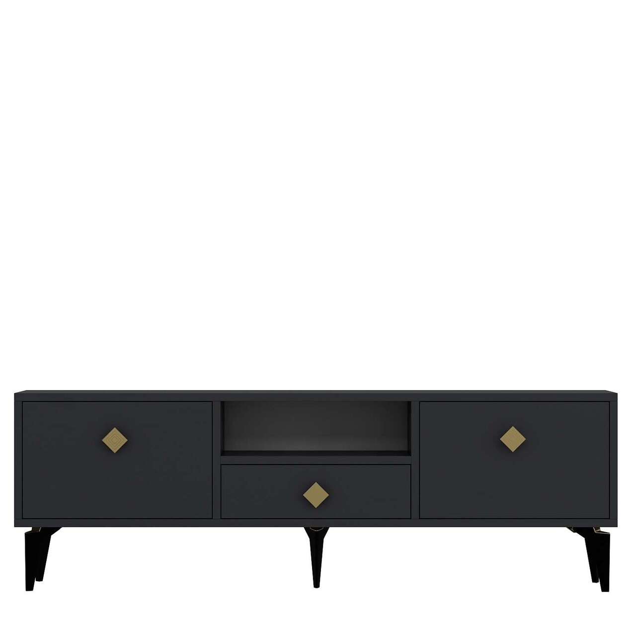 Comoda TV, Hanah Home, 1304-DROP-1, 140x49x30 cm, PAL , Antracit / Aur - view 3
