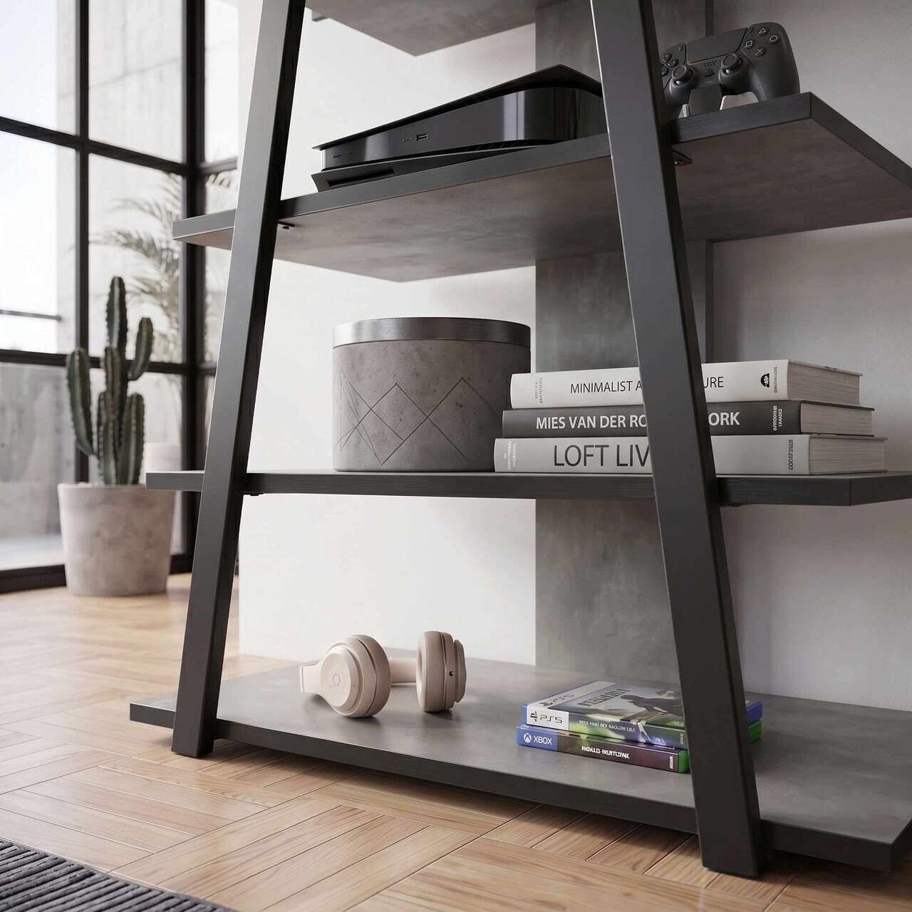 Comoda TV, Hanah Home, Lyno, 70.4x80x40.6 cm, Gri retro / Negru — imaginea 4