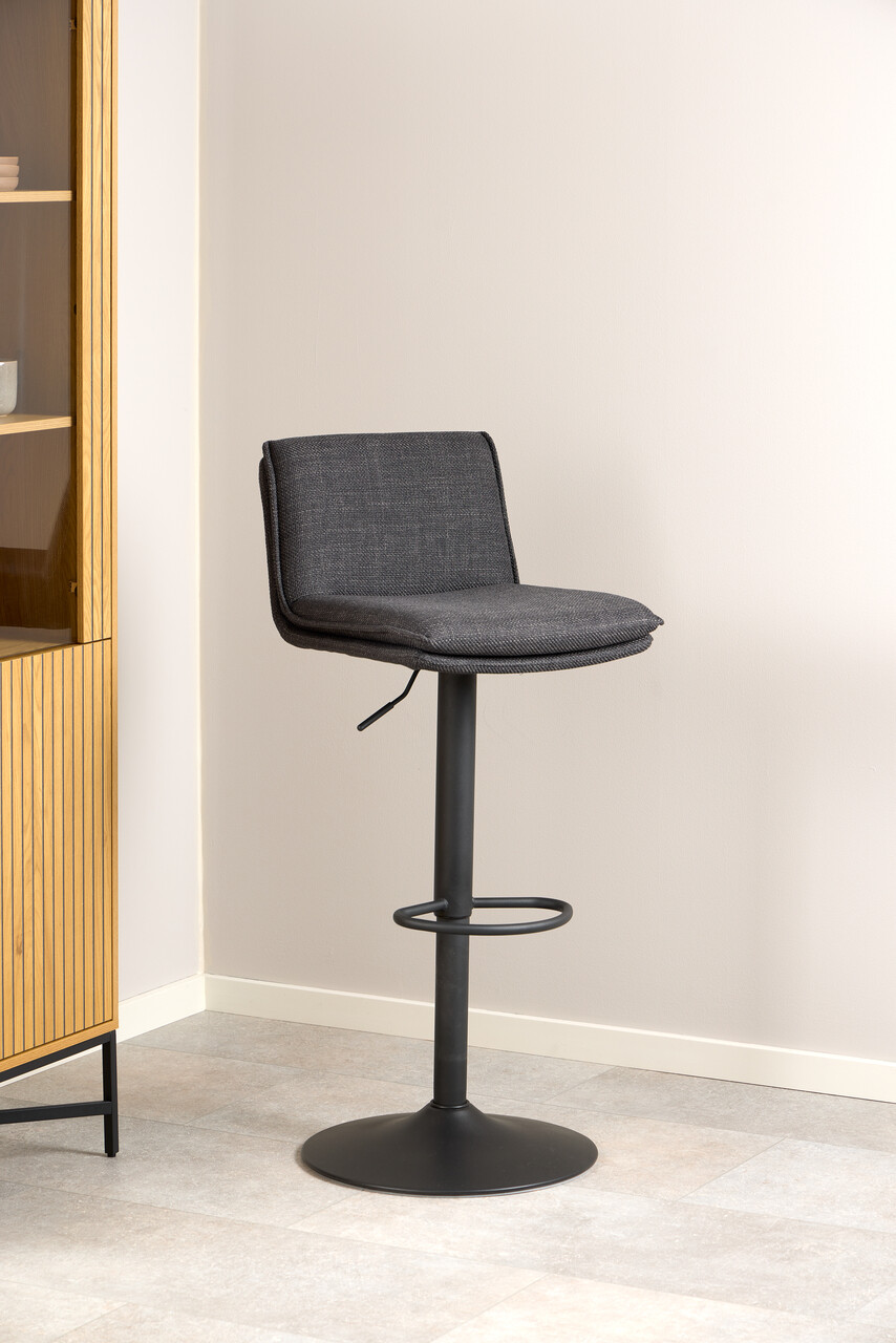 Scaun de bar Flynn, Actona, 44x53x107 cm, rotativ, tesatura structurata/otel, gri inchis - view 6