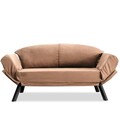 Canapea extensibilă cu 2 locuri, Futon, 859FTN2869, Metal, Maro deschis