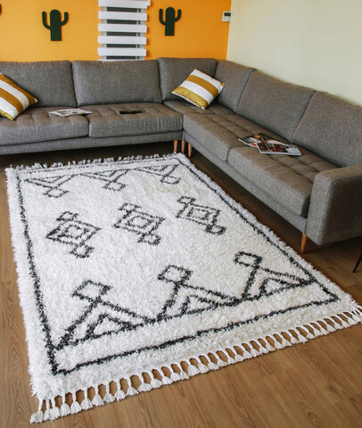 Covor, 3529a , 200x290 cm, poliester, alb / antracit