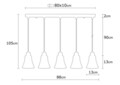 Lustra Foca N-111, Noor, 88 x 105 cm, 5 x E27, 100W, auriu