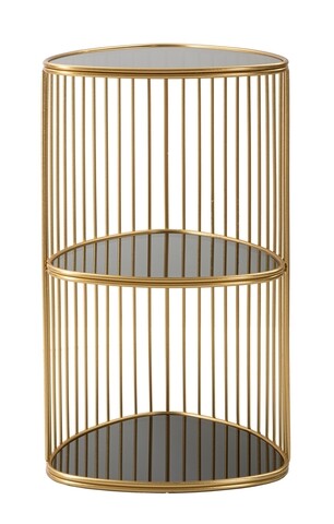 Masuta de colt, mauro ferretti, triple, Ø 45 x 80 cm, fier/sticla, auriu