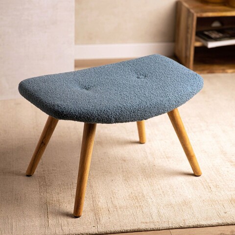Taburet Moss Tedy Boucle, Homla, 61x41x38 cm, lemn/poliester Boucle, albastru