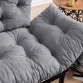 Canapea extensibila 2 locuri PWF-0018, Pakoworld, 155x73x85 cm, metal/textil, negru/gri