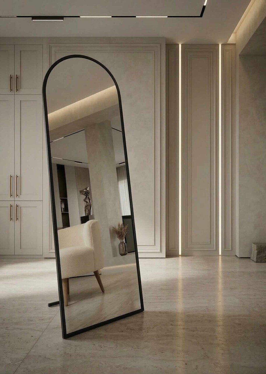 Oglinda Cheval, Hanah Home, Oval 50x160, 50x160x1.5 cm, Negru
