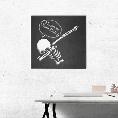Decoratiune de perete, Skeleton 2, Metal, Dimensiune: 45 x 45 cm, Negru Ledena