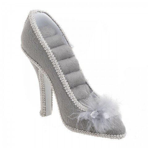 Suport pentru inele Shoe, InArt, 15 x 5 x 12 cm, polirasina, gri