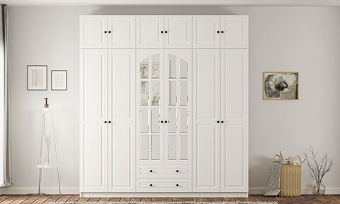 Dulap pentru haine, Rabi, Rb-185-15, 210x210x52 cm, Alb mat