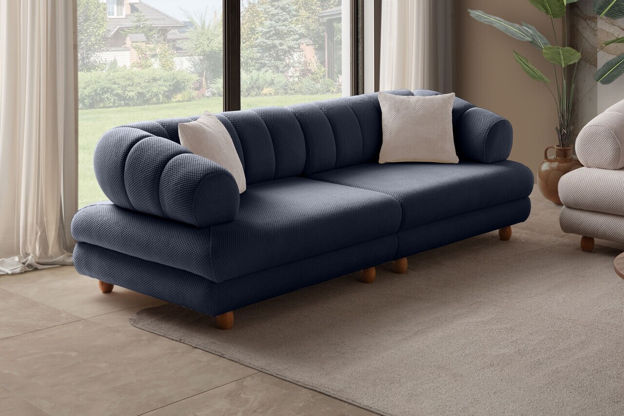 Canapea 3 locuri, Atelier del Sofa, 752EST1161, Lemn de carpen/PAL melaminat, Albastru navy - view 2