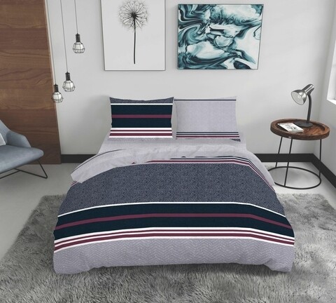 Poza Lenjerie de pat dubla King Size, Brinle, Bedora, 4 piese, 240x240 cm, 100% bumbac, multicolor