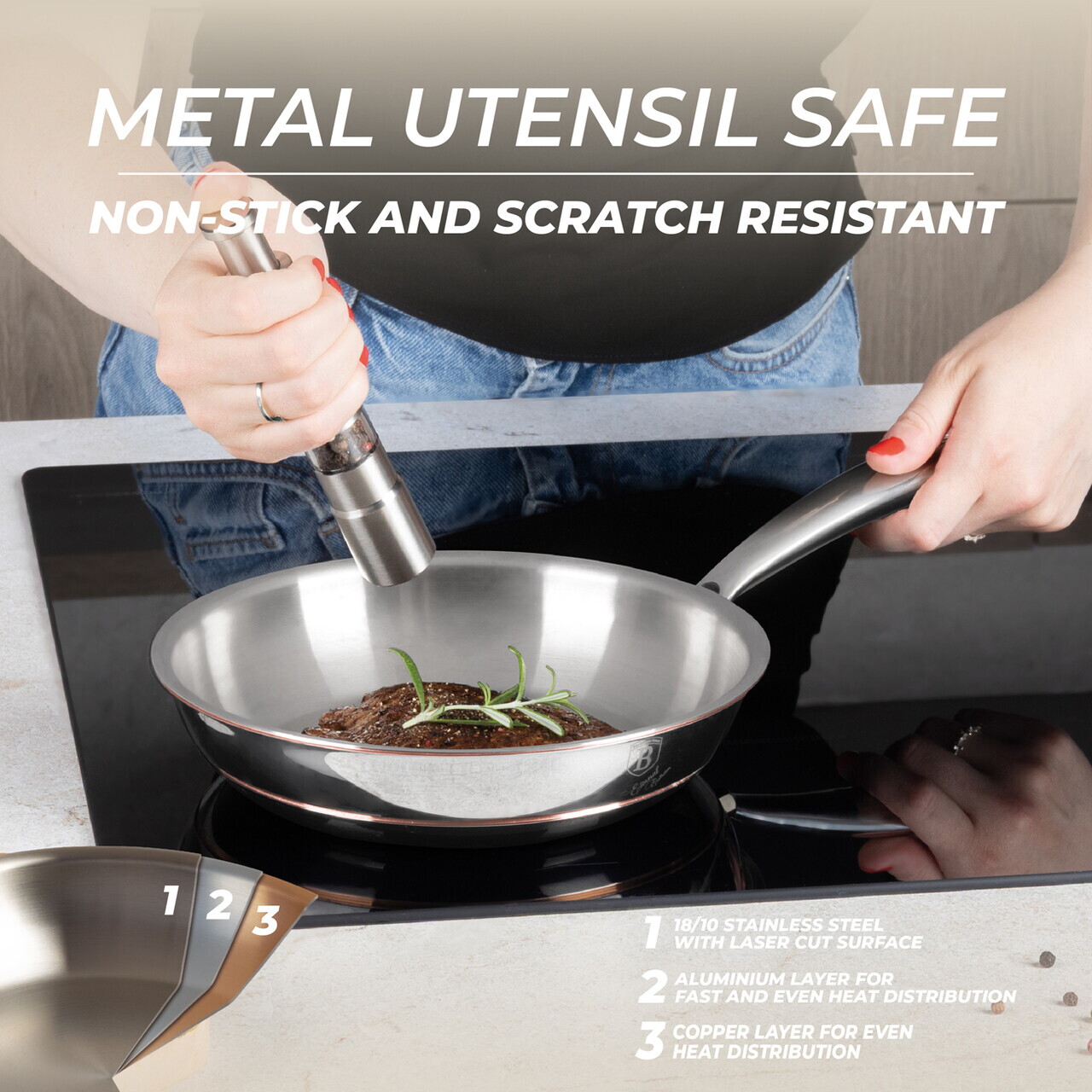 Tigaie Berlinger Haus, Copper Touch, 20 cm, inox, argintiu - imagine 13