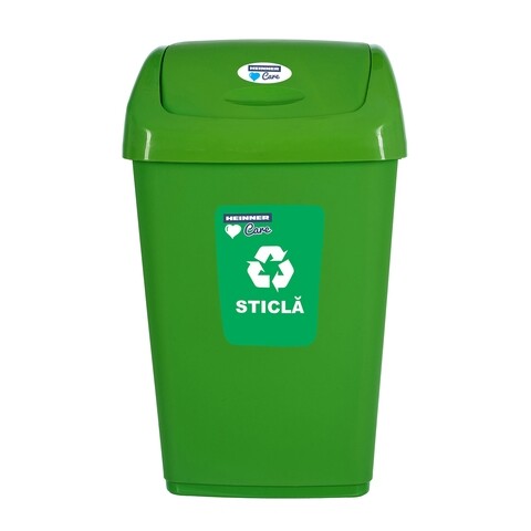 Cos de gunoi cu capac batant pentru reciclare selectiva, Heinner, 50 L, verde Heinner