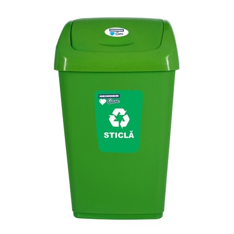 Cos de gunoi cu capac batant pentru reciclare selectiva, heinner, 50 l, verde