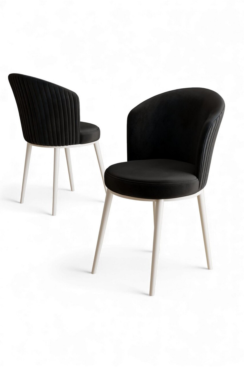 Set scaune 4 piese, Hanah Home, Risa, Alb/Negru - view 2