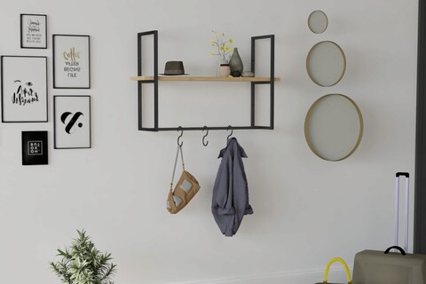 Raft de perete, asse home, able, 79x50x19 cm, maro