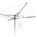 Uscator de rufe rotativ cu 4 brate + cu suport fixare pamant, Brabantia, Essential Metallic, 40 m capacitate de uscare, otel, gri