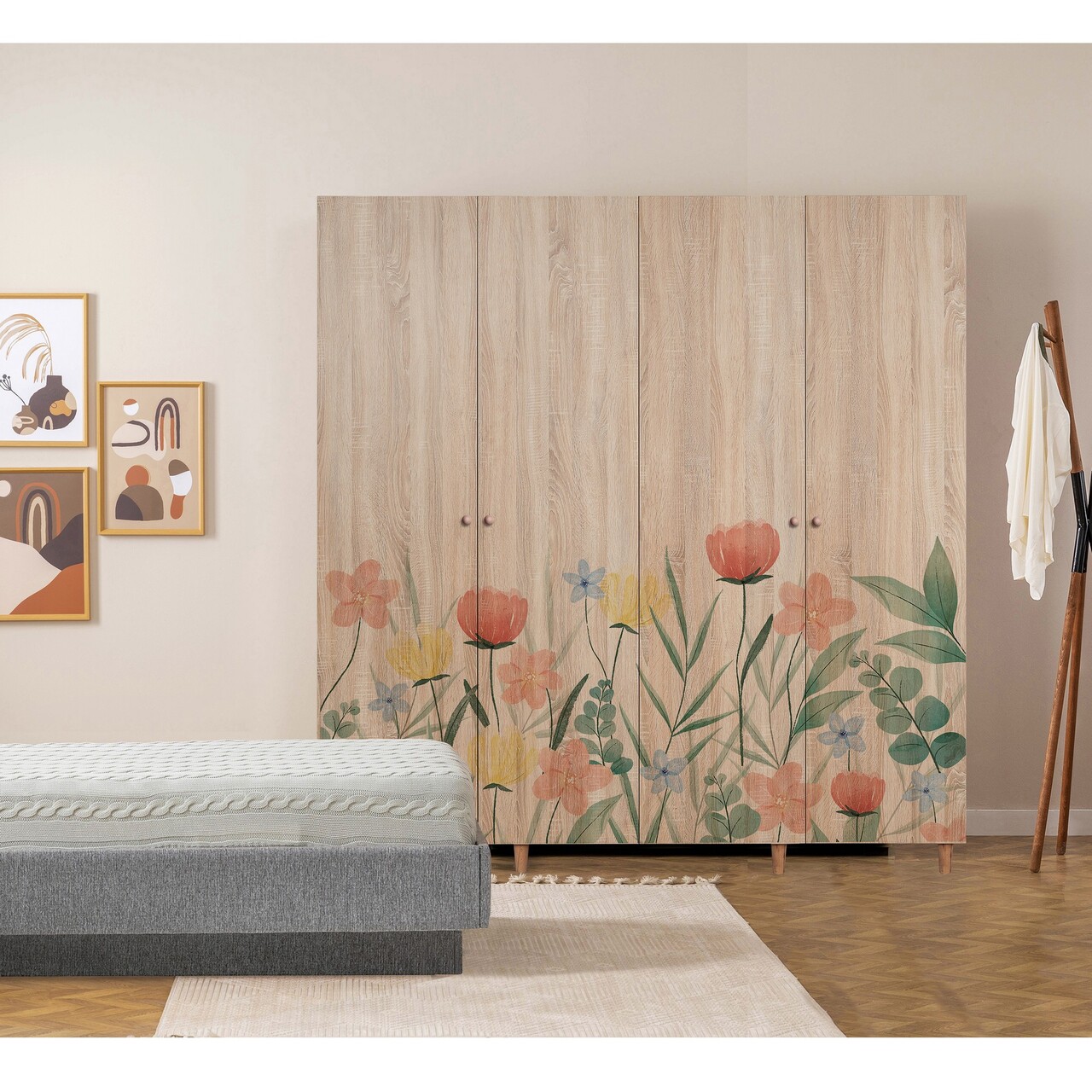 Dulap pentru haine, Vella, Loni 4 -915, 180x192x52 cm, PAL, Sonomo - 1 | YEO