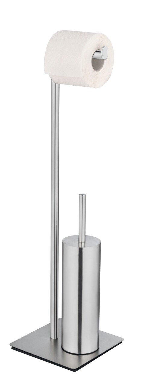Suport pentru hartie igienica si perie toaleta, Wenko, Recco, 20 x 71.5 x 20 cm, inox, gri - 1 | YEO