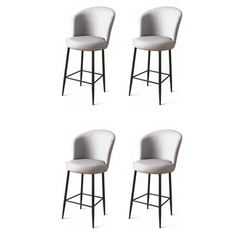 Set scaune  de bar 4 piese, Charlotte, Uras, Metal, Gri/Negru