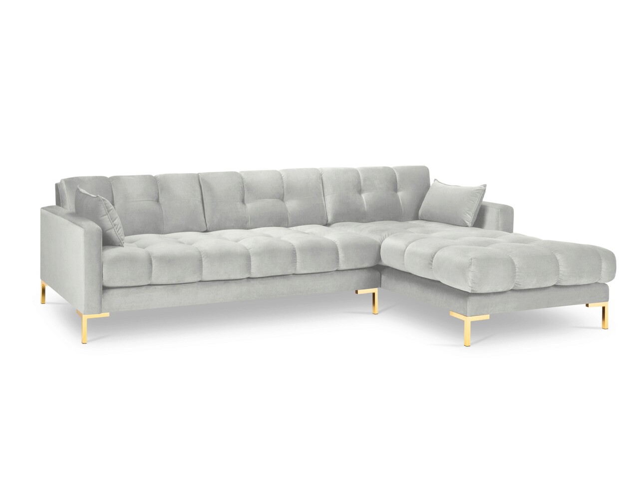 Coltar dreapta 5 locuri, Mamaia, Micadoni Home, GL, 293x185x75 cm, catifea, argintiu - 1 | YEO