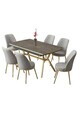Set masa extensibila si scaune (7 piese), Hanah Home, Poy, Antracit / Auriu / Gri
