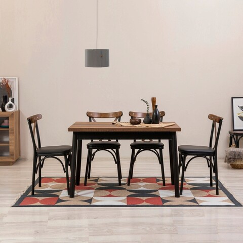 Set masa si scaune 5 piese, vella, olv-sa-tk10, pal, negru
